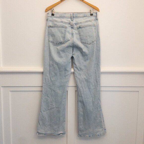 GAP ’70s Flare Light Wash Ripped Jeans Size 12/31R Retro High Rise Denim - Picture 2 of 4